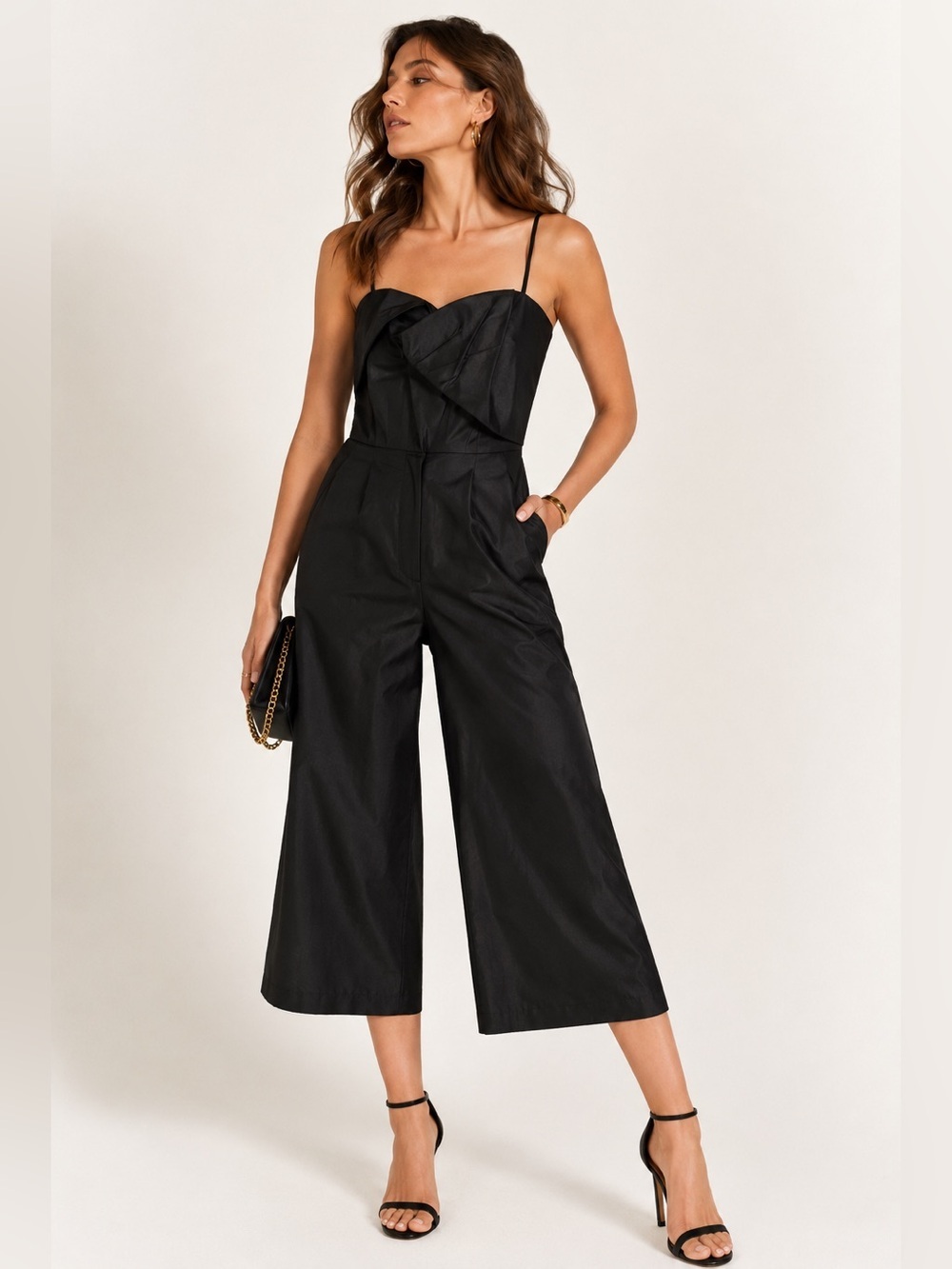 NWT Trina Turk Black Balance Twist Front Jumpsuit MSRP $298